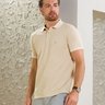 04 camisa masculina polo manga curta texturizada bege claro
