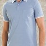 02 camisa masculina polo manga curta azul bebe com bolso