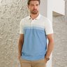 05 camisa masculina polo manga curta piquet rapport off white e azul