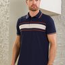 03 camisa masculina polo manga curta piquet azul rapport laranja e bege