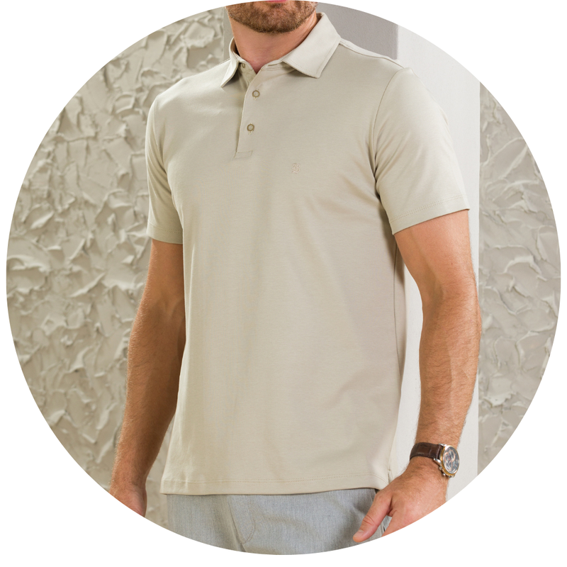 Camisa Masculina Polo Manga Curta Suedine Gold D+ Areia