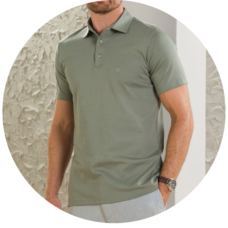 Camisa Masculina Polo Manga Curta Suedine Gold D+ Verde Oliva