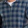01 camisa masculina manga longa elegance slim flanela xadrez azul e cinza