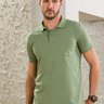 06 camisa masculina polo manga curta verde com bolso