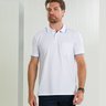04 camisa masculina polo manga curta branca com bolso piquet