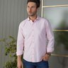 01 camisa masculina manga longa bgt slim lisa amaciada rosa