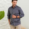 02 camisa masculina manga longa elegance slim algodao pima chumbo