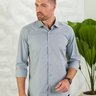 01 camisa masculina manga longa elegance slim cinza claro