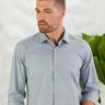 02 camisa masculina manga longa elegance slim cinza claro
