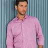 02 camisa masculina manga longa elegance slim maquinetada rosa envelhecido