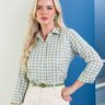 06 camisa woman manga longa classica xadrez verde com branco