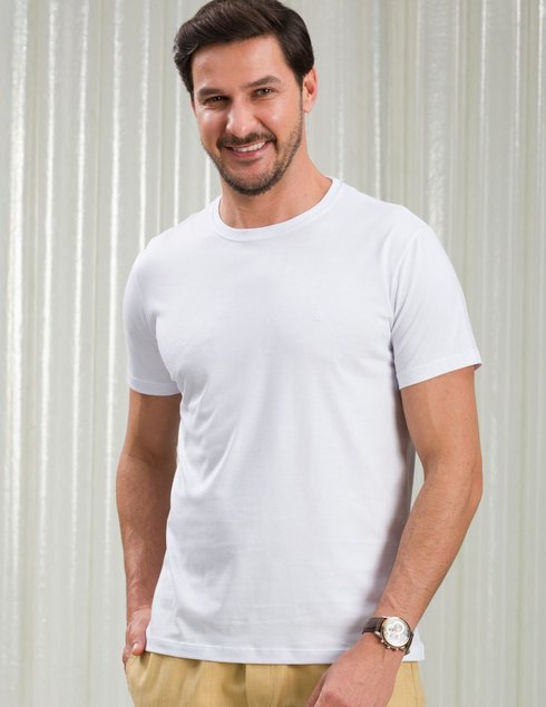 05 camiseta masculina manga curta algodao pima lisa branca