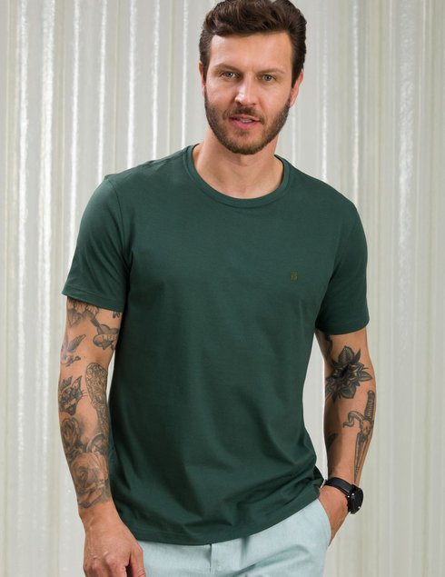 04 camiseta masculina manga curta algodao pima lisa verde