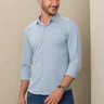 camisa social masculina azul de malha baumgarten