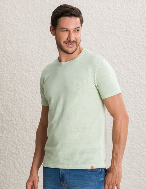 camiseta masculina verde texturizada frente