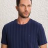 01 camiseta masculina manga curta malha texturizada azul marinho
