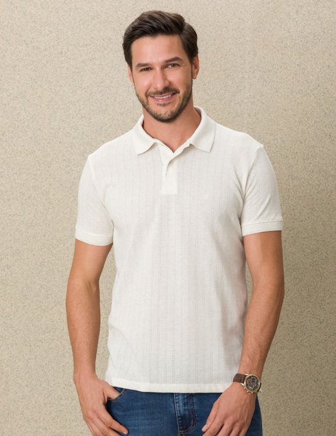 camisa polo malha texturizada baumgarten off white 2