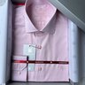 03 camisa masculina manga longa elegance slim rosa claro algodao pima