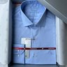 05 camisa masculina manga longa elegance slim azul claro algodao pima
