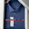 07 camisa masculina manga longa elegance slim lisa azul marinho