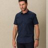 03 camisa masculina manga curta bgt slim azul marinho