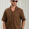 01 camisa masculina manga curta bgt relaxed fit marrom
