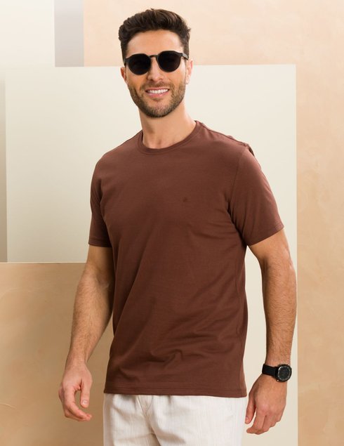 camiseta masculina algodao marrom baumgarten