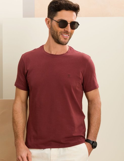 camiseta masculina algodao marrom baumgarten frente