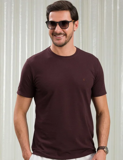 camiseta masculina baumgarten texturizada vinho 1