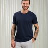 camiseta masculina malha texturizada azul marinho baumgarten