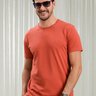 camiseta masculina malha texturizada laranja frente