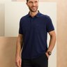 camisa polo masculina azul marinho com bolso baumgarten frente