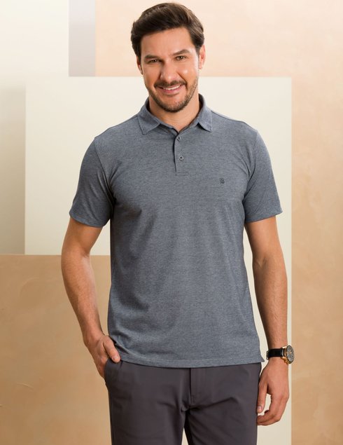 camisa masculina polo piquet mescla