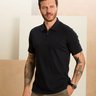 camisa masculina polo com ziper preta