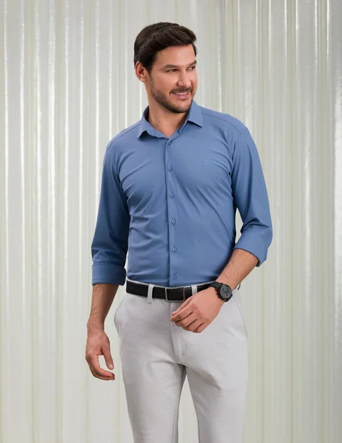 camisa masculina ultra strtech azul baumgarten