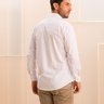 01 camisa masculina manga longa premium tradicional lisa com bolso branca