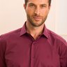 06 camisa masculina manga longa elegance slim lisa bordo