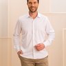 01 camisa masculina manga longa elegance slim lisa viscose de bambu branca