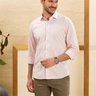 03 camisa masculina manga longa elegance slim lisa rosa claro