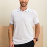 07 camisa masculina polo manga curta branca com bolso piquet