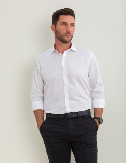 camisa social baumgarten premium viscose de bambu branca