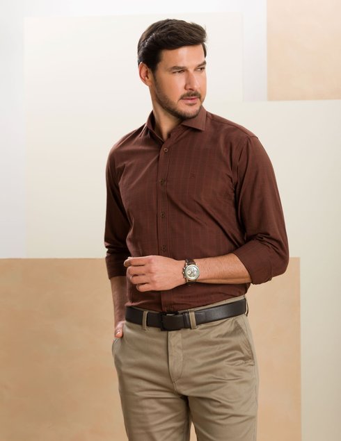 camisa masculina marrom elegance