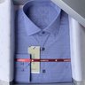 02 camisa masculina manga longa elegance slim lisa viscose de bambu azul