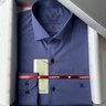 01 camisa masculina manga longa elegance slim viscose de bambu azul cobalto