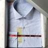 01 camisa masculina manga longa elegance slim viscose de bambu mini xadrez azul claro