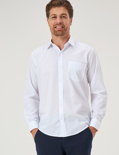 05 camisa masculina manga longa premium tradicional lisa branca com bolso